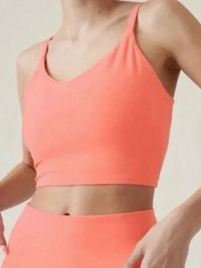 Athleta Elevation Coral Sports Bra Crop Top